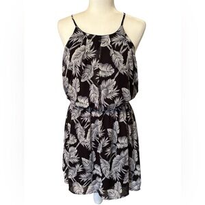 PEACH ROYAL Black and Gray Floral Halter  Sundress Size Medium